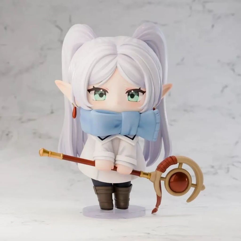 Chibi Frieren Winter Outfit Figure Cute Anime Elf Girl Statue Desktop Decoration Collectible Model Peripheral For Anime Fans
